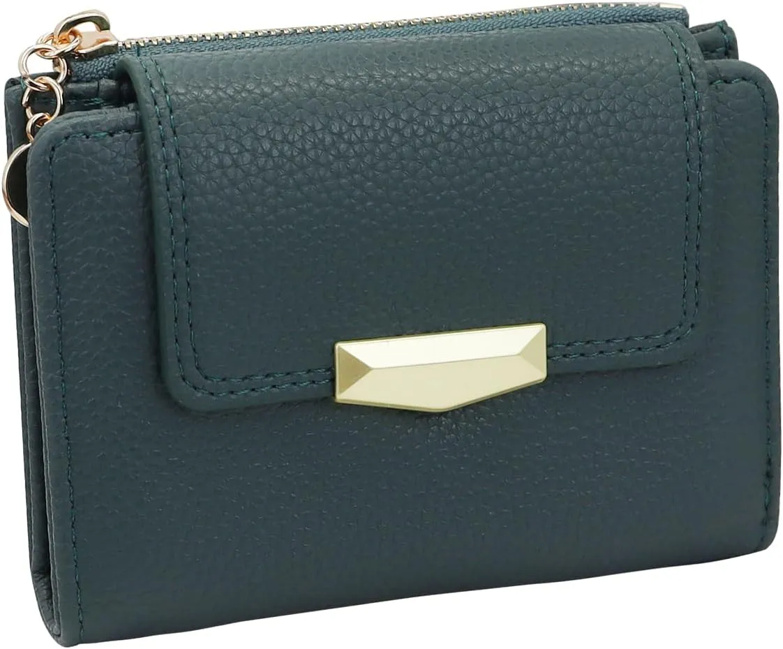 AdiStylinno Women's Bifold Compact Small Purse Women's Fashion Credit Card Holder Wallet with ID Window and Zip Coin Compartment
