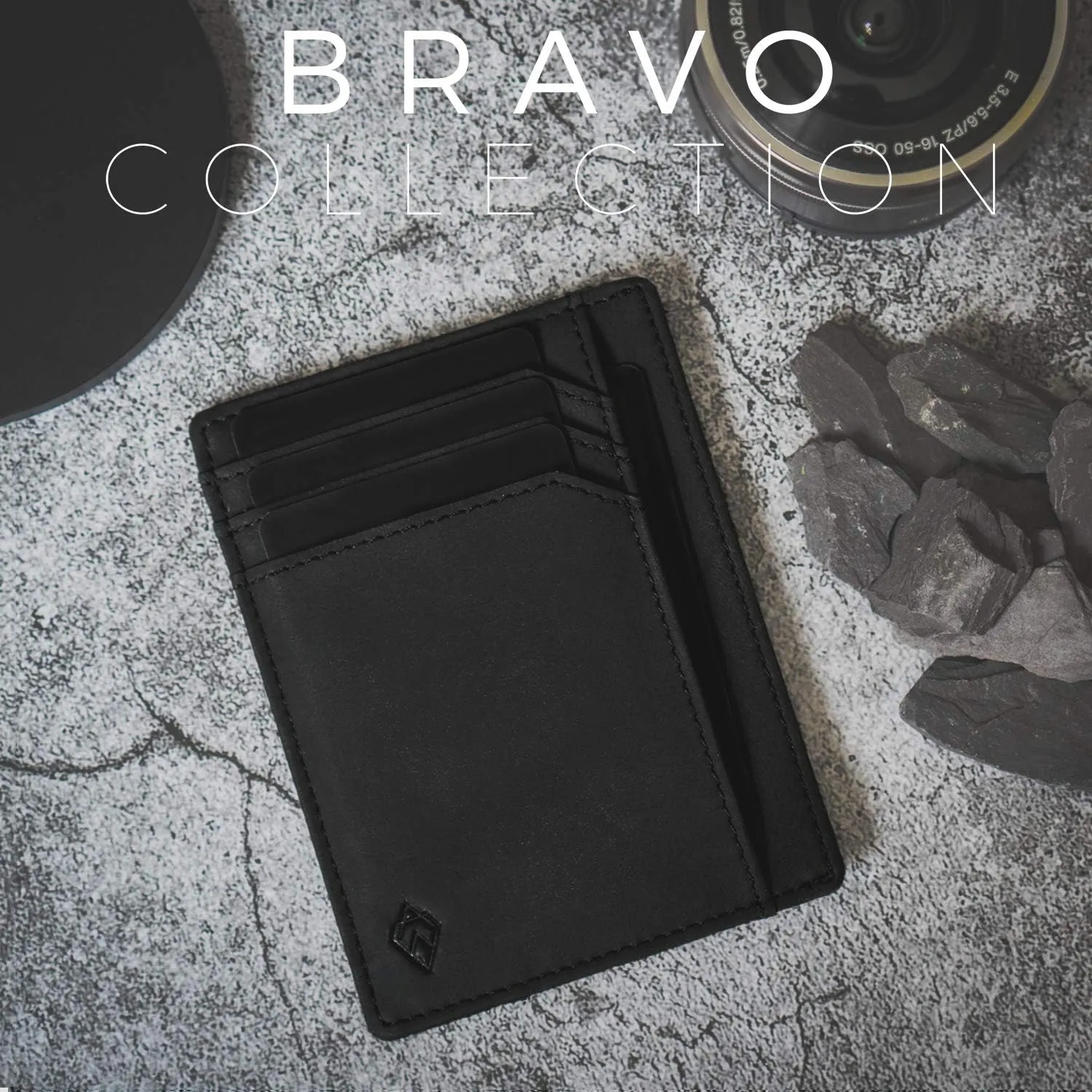 AKIELO RFID Blocking Credit Card Holder and Gift Box  Slim Wallets for Men  Minimalist Card Wallet (Bravo Collection)