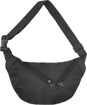 AMPOSSTO Crossbody Bag for Women Girls Minimalist Shoulder Bag Zipper Chest Bag Casual Waist Bag, Black, Minimalist