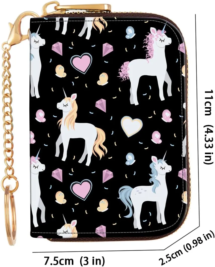 ANNAMISSI Rfid Credit Card Holder,Wallet Women Organizer Accordian Men Minimalist Wallet,Card Holder Keychain, Pony, Multifunction
