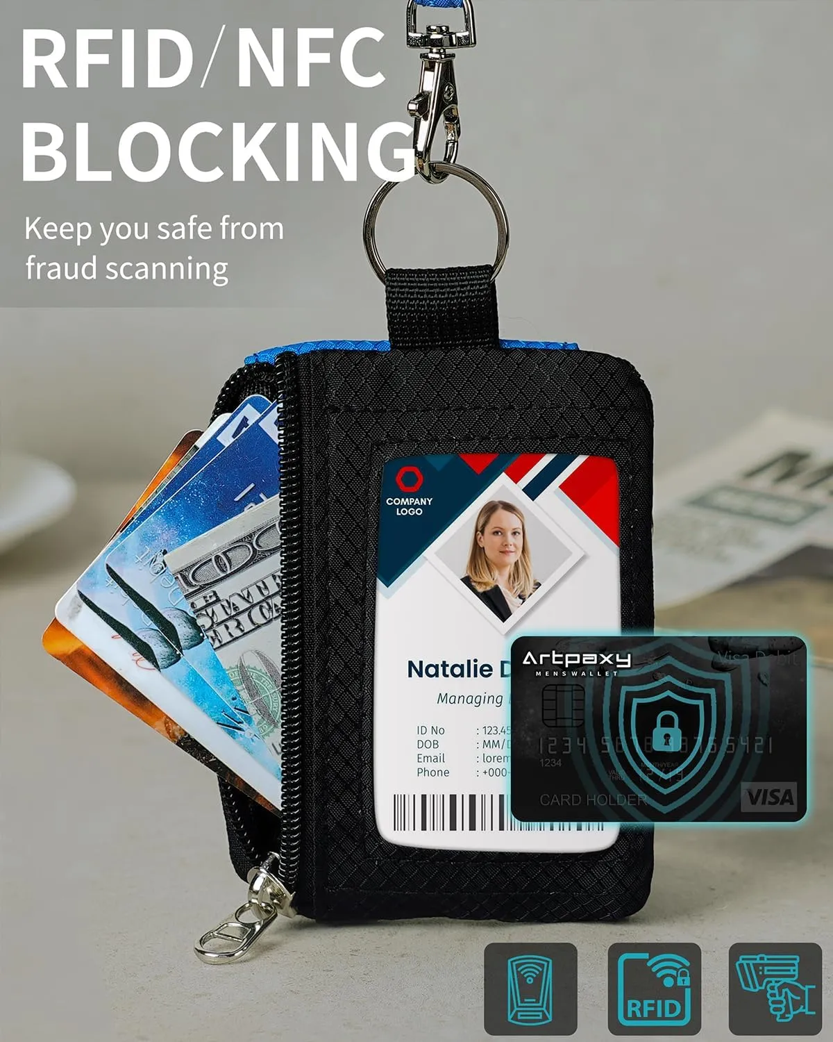 Artpaxy Minimalist Wallet For Mens Womens, Black Blue, Casual