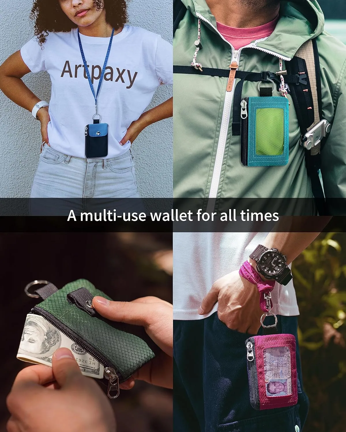 Artpaxy Minimalist Wallet For Mens Womens, Black Blue, Casual