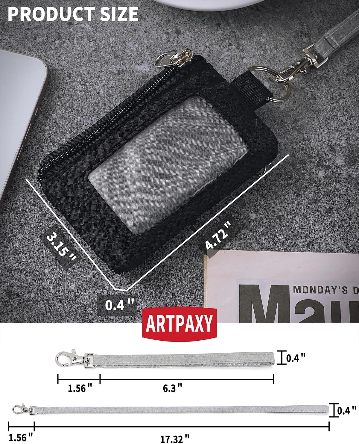 Artpaxy Minimalist Wallet For Mens Womens, Black Grey, Classic