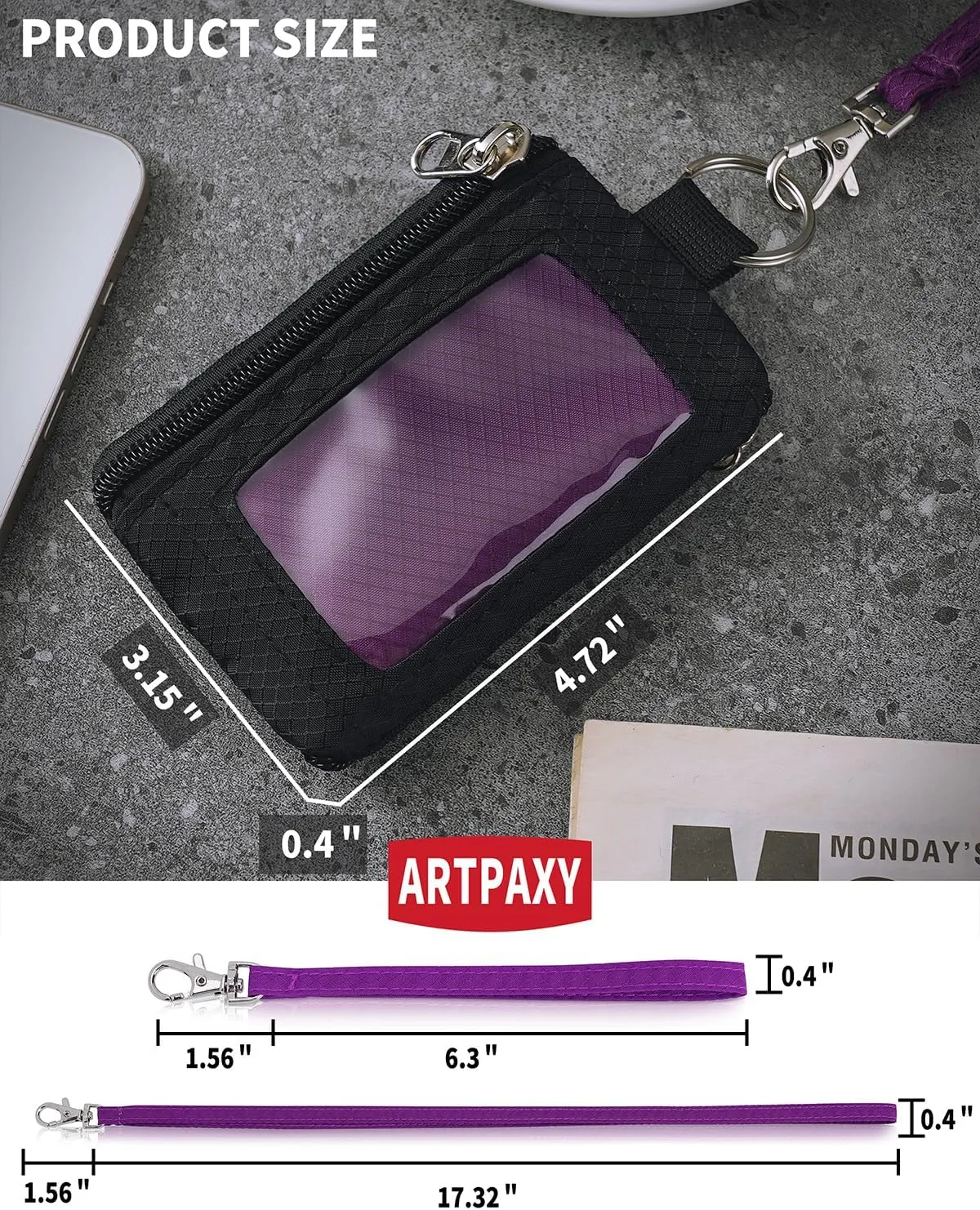 Artpaxy Minimalist Wallet For Mens Womens, Black Purple, Classic
