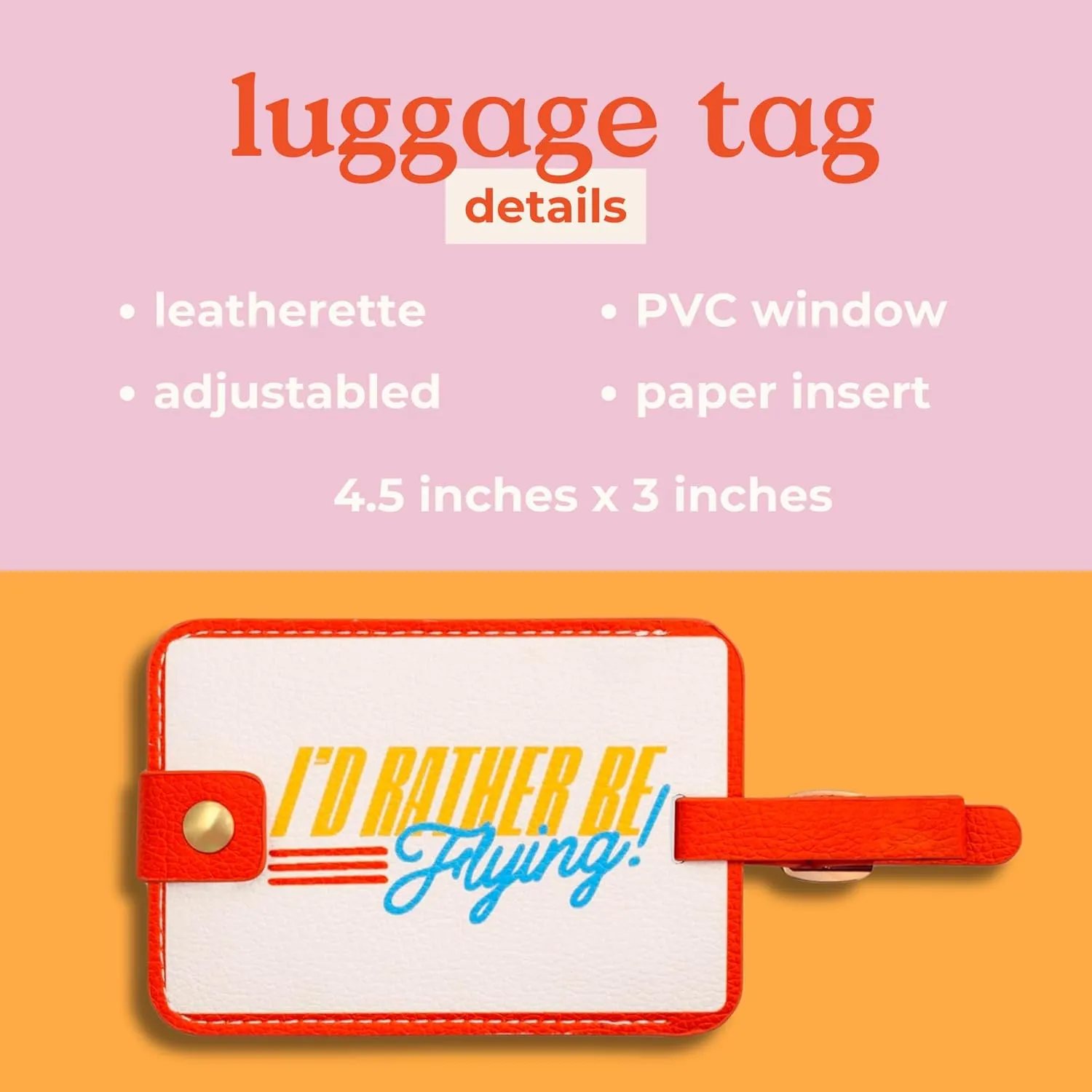 Ban.do I'd Rather Be Flying Getaway Luggage Tag | Leatherette Baggage Identifier