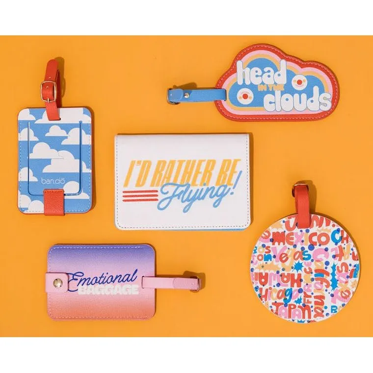 Ban.do I'd Rather Be Flying Getaway Luggage Tag | Leatherette Baggage Identifier