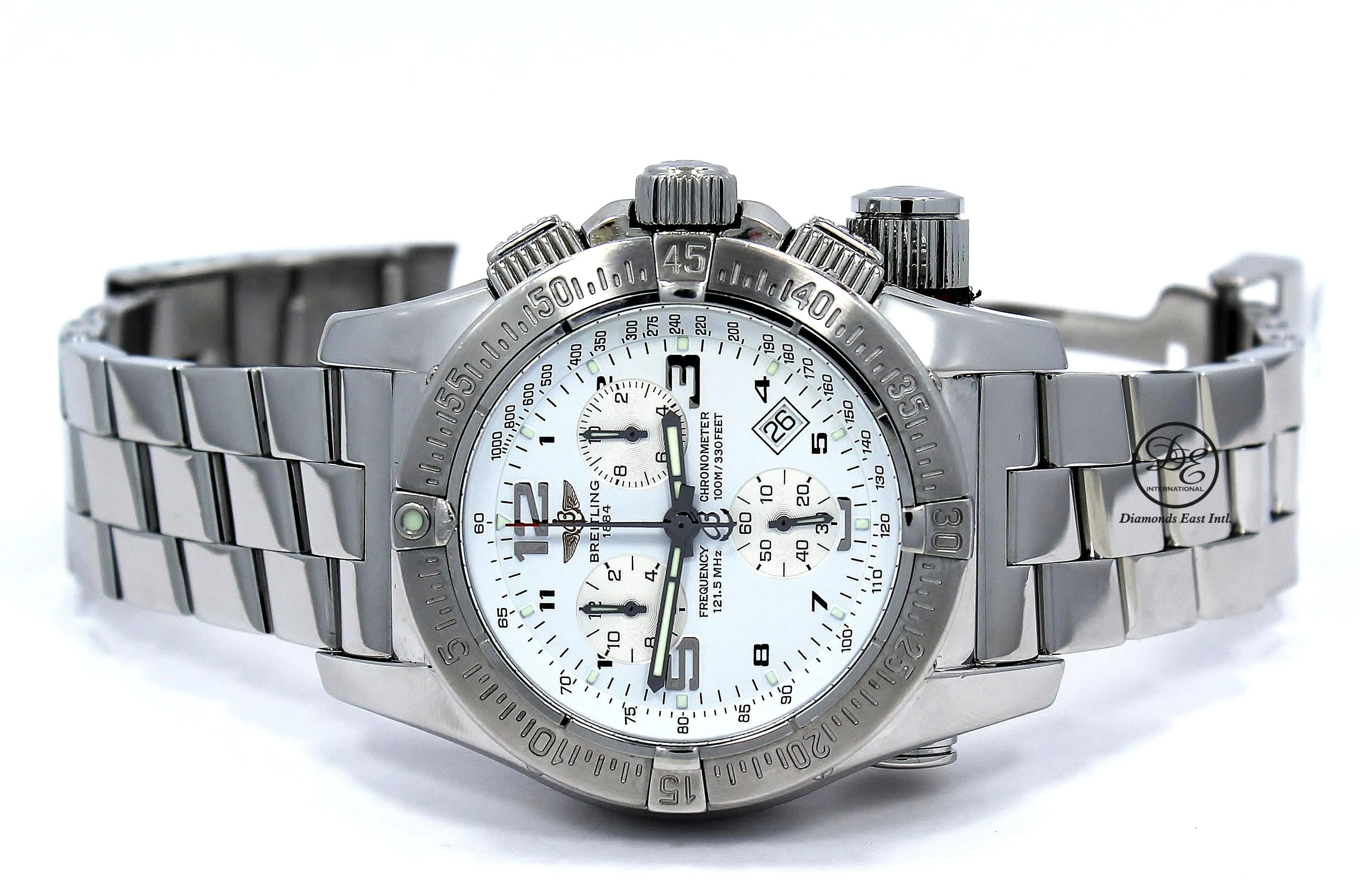 Breitling Emergency Mission A73321 45mm Chronograph White Dial COMPLETE SET SERVICED