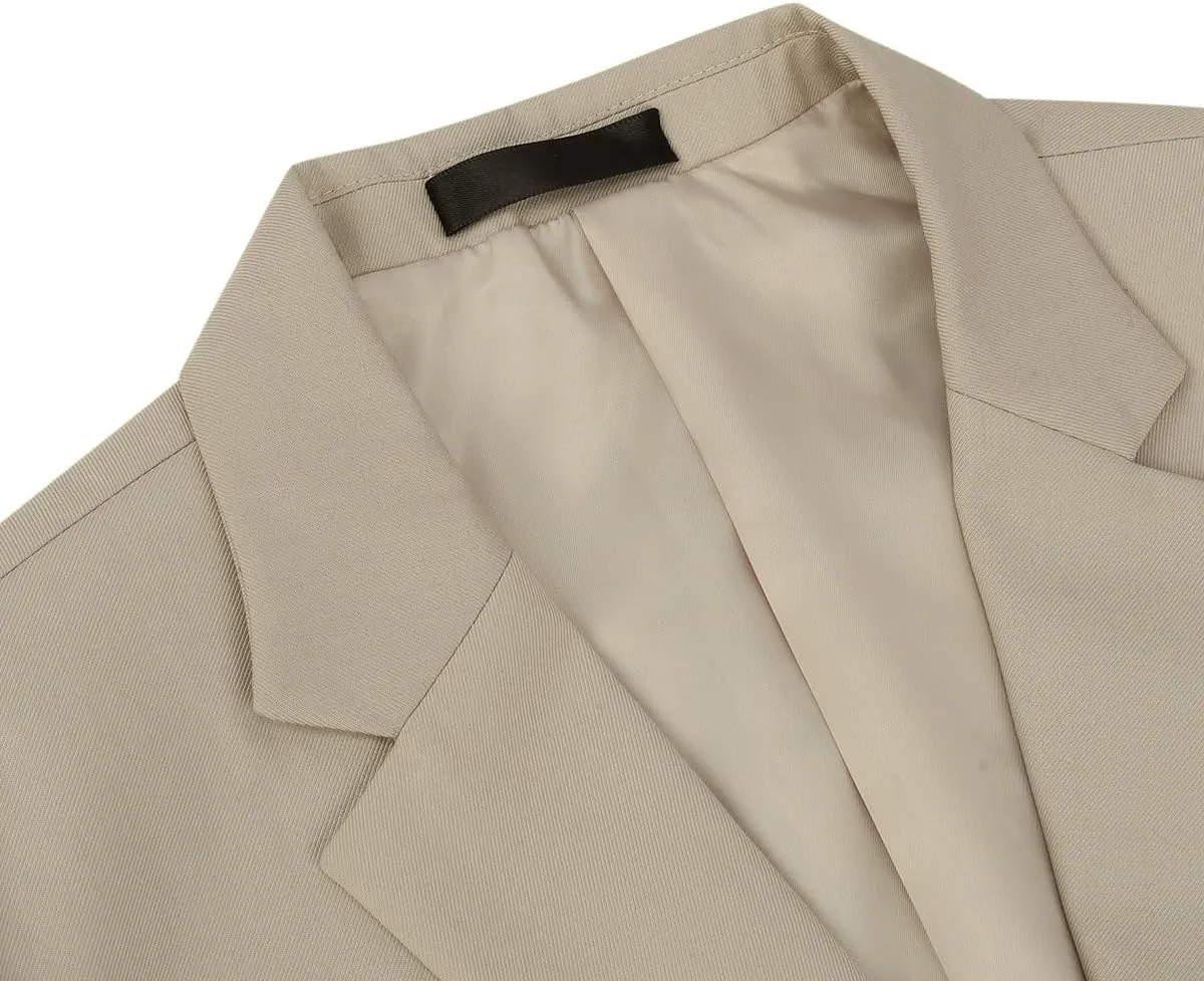 Cloudstyle Men's 3-Piece 2 Buttons Slim Fit Solid Color Jacket Smart Wedding Formal Suit