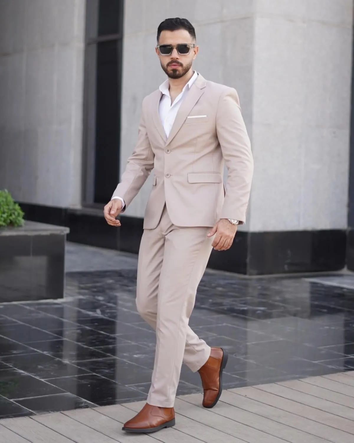 Cloudstyle Men's 3-Piece 2 Buttons Slim Fit Solid Color Jacket Smart Wedding Formal Suit