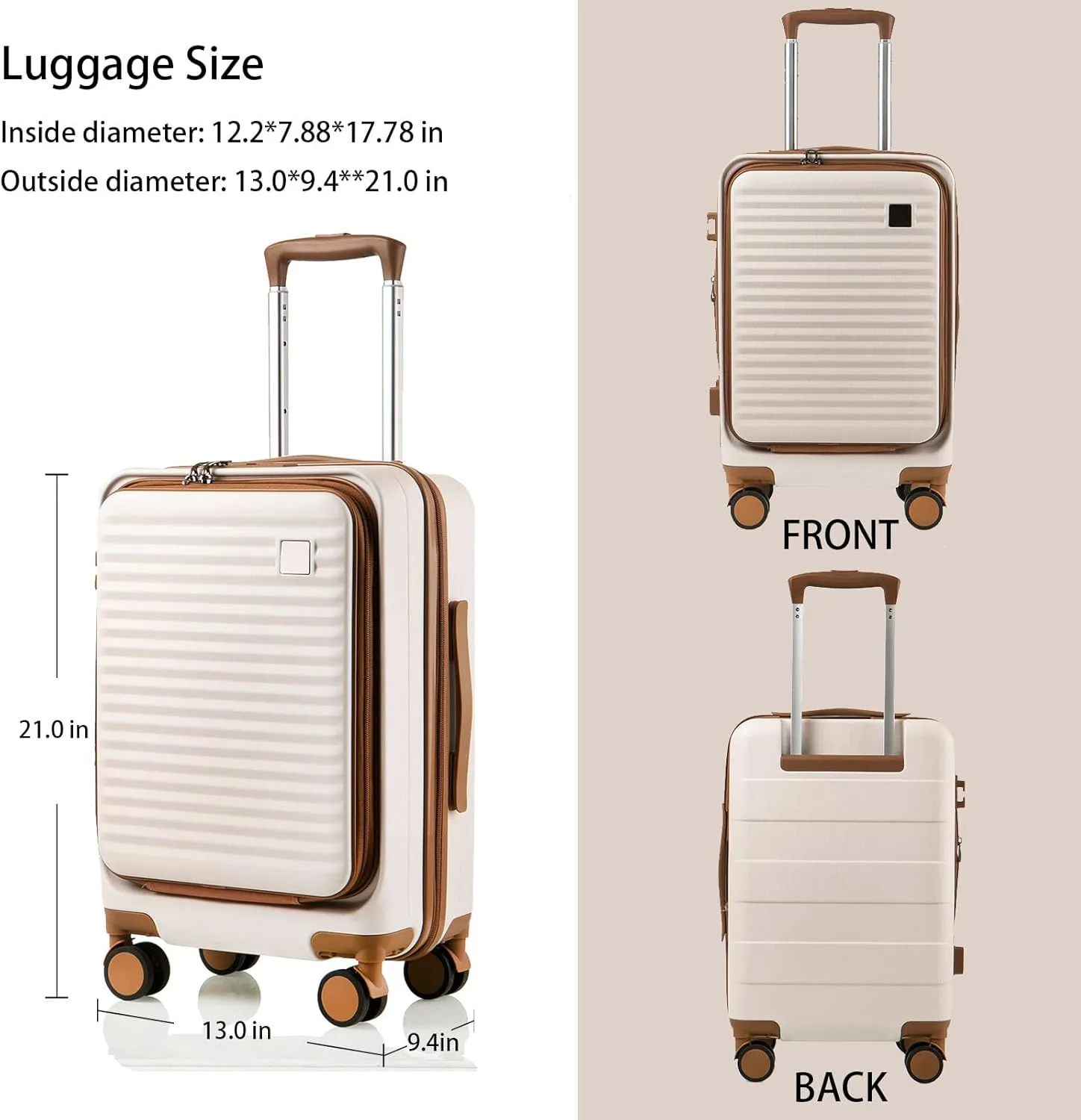 Expandable Carry On Luggage Durable Hardside Lightweight Rolling Suitcases with Spinner Wheels TSA Lock, 20 Inch