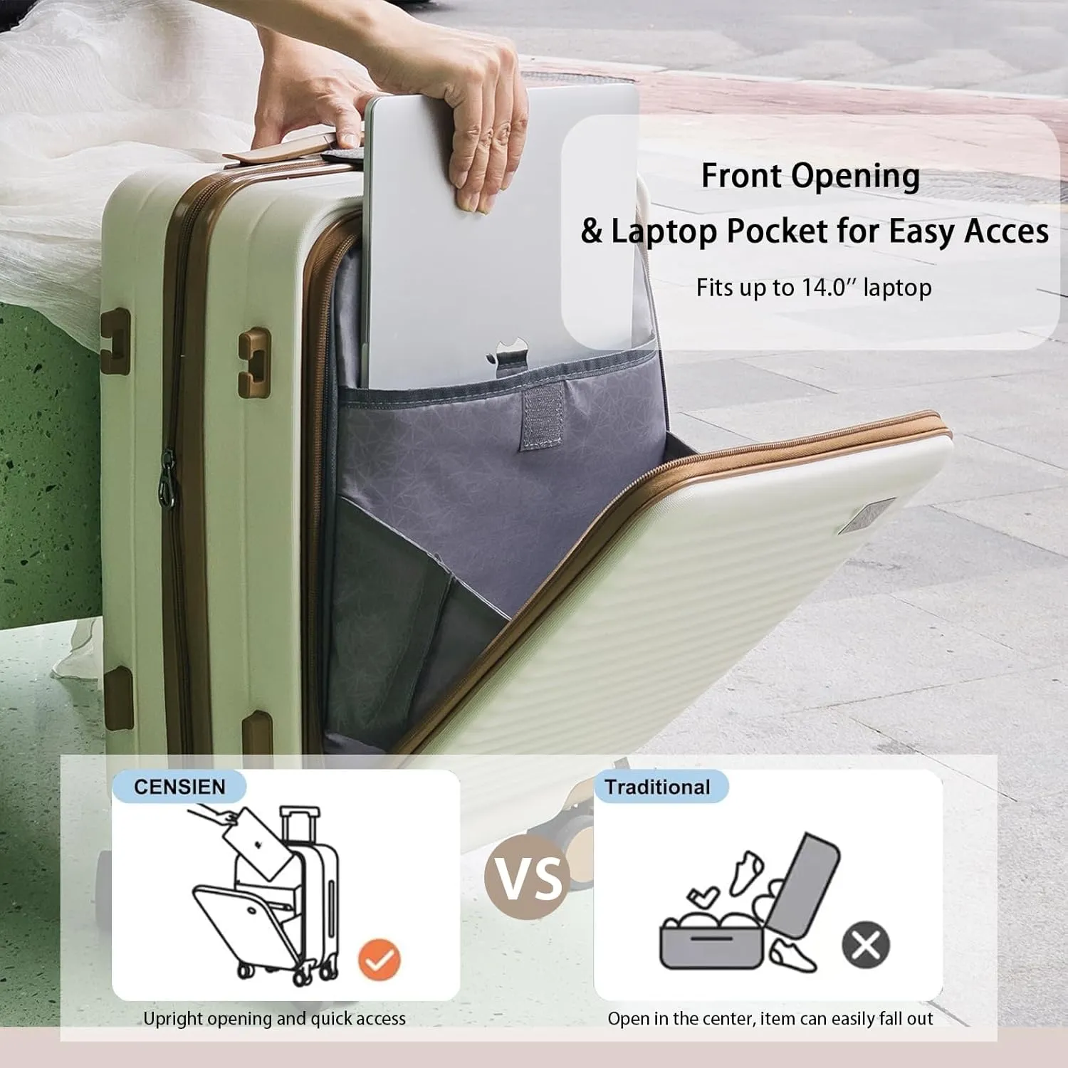 Expandable Carry On Luggage Durable Hardside Lightweight Rolling Suitcases with Spinner Wheels TSA Lock, 20 Inch