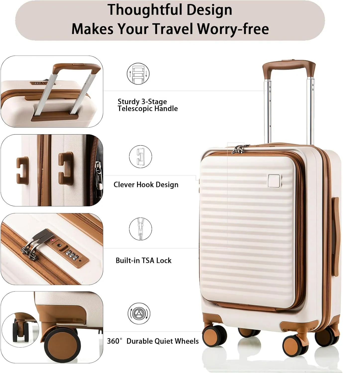 Expandable Carry On Luggage Durable Hardside Lightweight Rolling Suitcases with Spinner Wheels TSA Lock, 20 Inch
