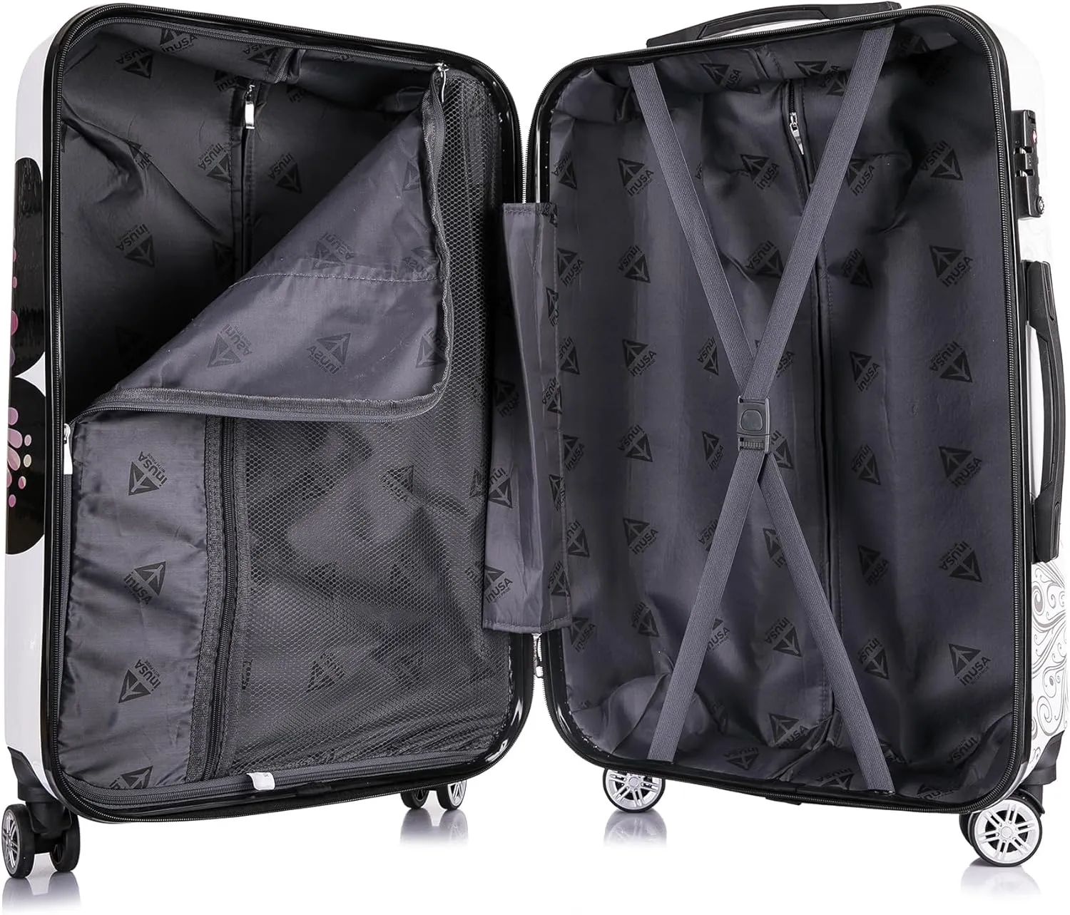 InUSA Butterfly Print Luggage with Spinner Wheels | Durable Lightweight Hardside Suitcase | Travel Bag with Handle and Trolley | 24-Inch Medium Checked luggage