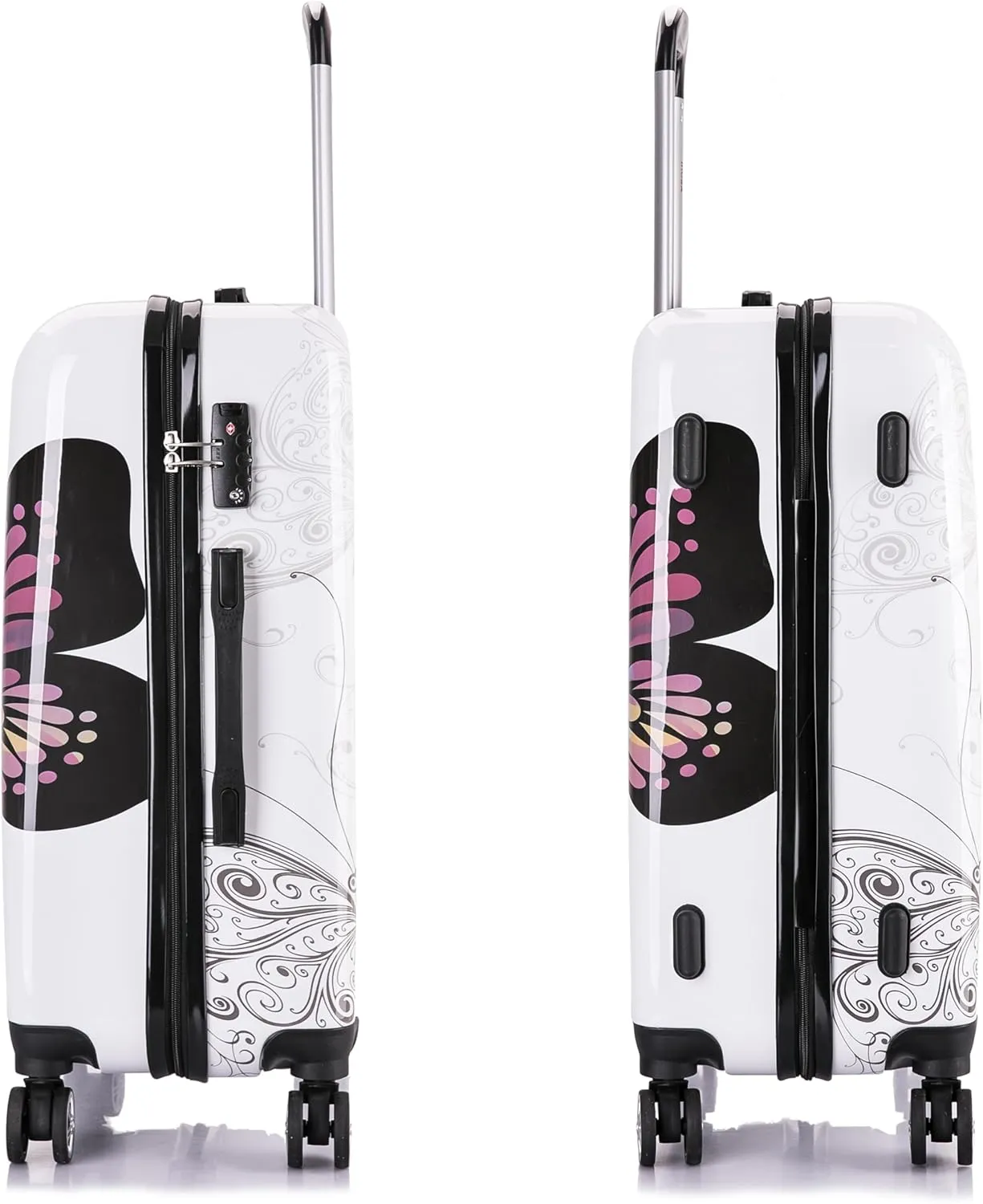 InUSA Butterfly Print Luggage with Spinner Wheels | Durable Lightweight Hardside Suitcase | Travel Bag with Handle and Trolley | 24-Inch Medium Checked luggage
