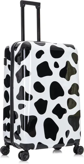 InUSA Cow Print Luggage with Spinner Wheels | Durable Lightweight Hardside Suitcase | Travel Bag with Handle and Trolley | 28-Inch Large Checked luggage