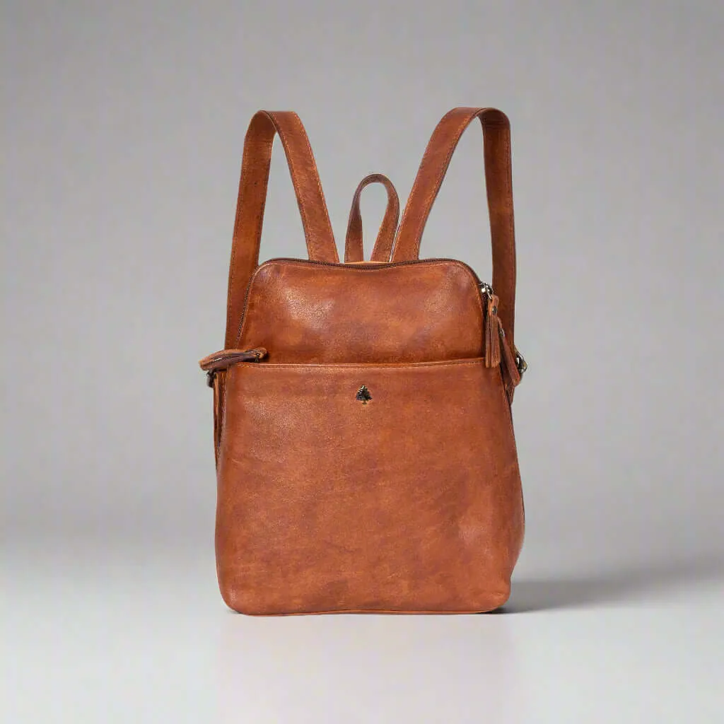 Leather Backpack Penny - Cognac