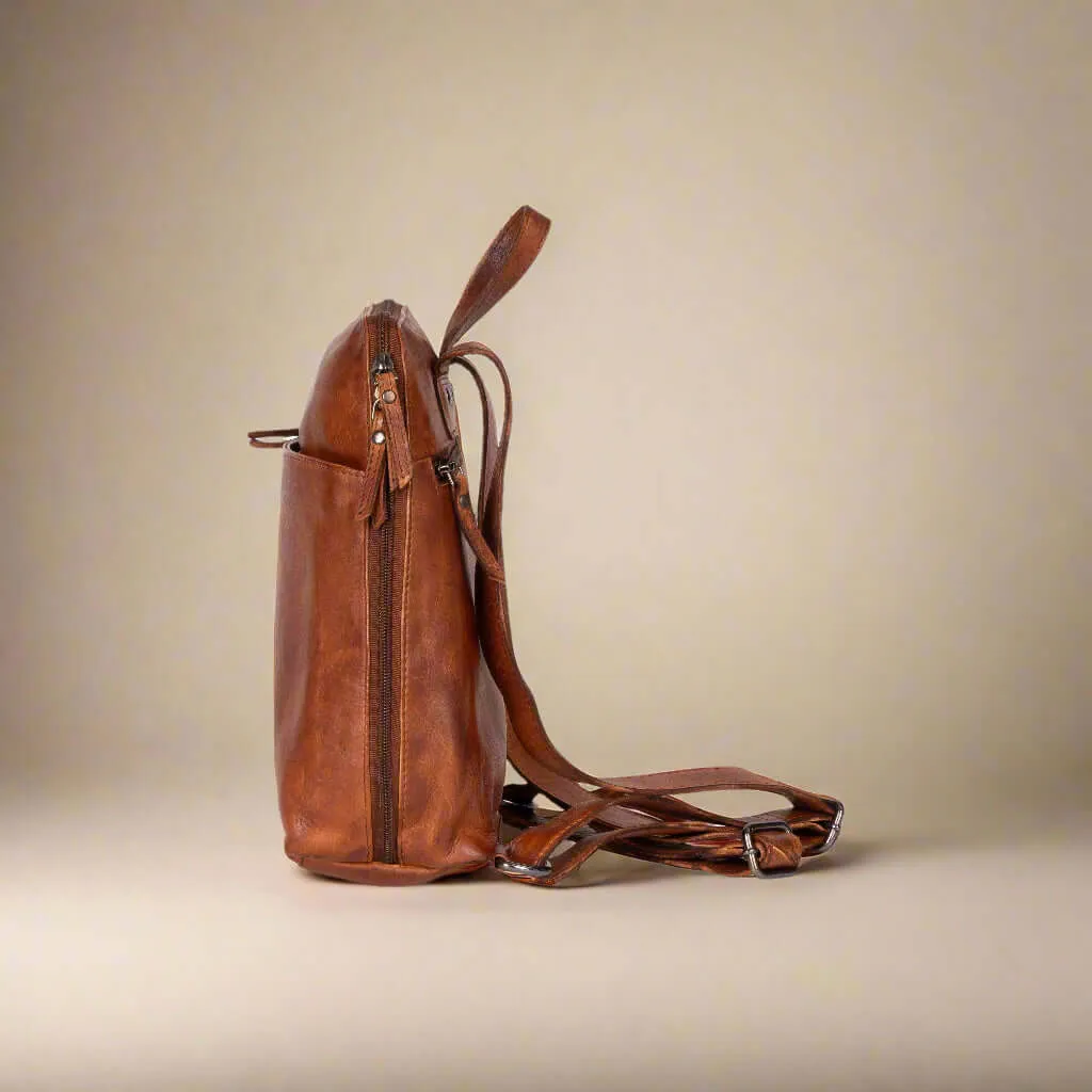 Leather Backpack Penny - Cognac