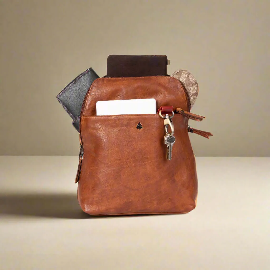 Leather Backpack Penny - Cognac