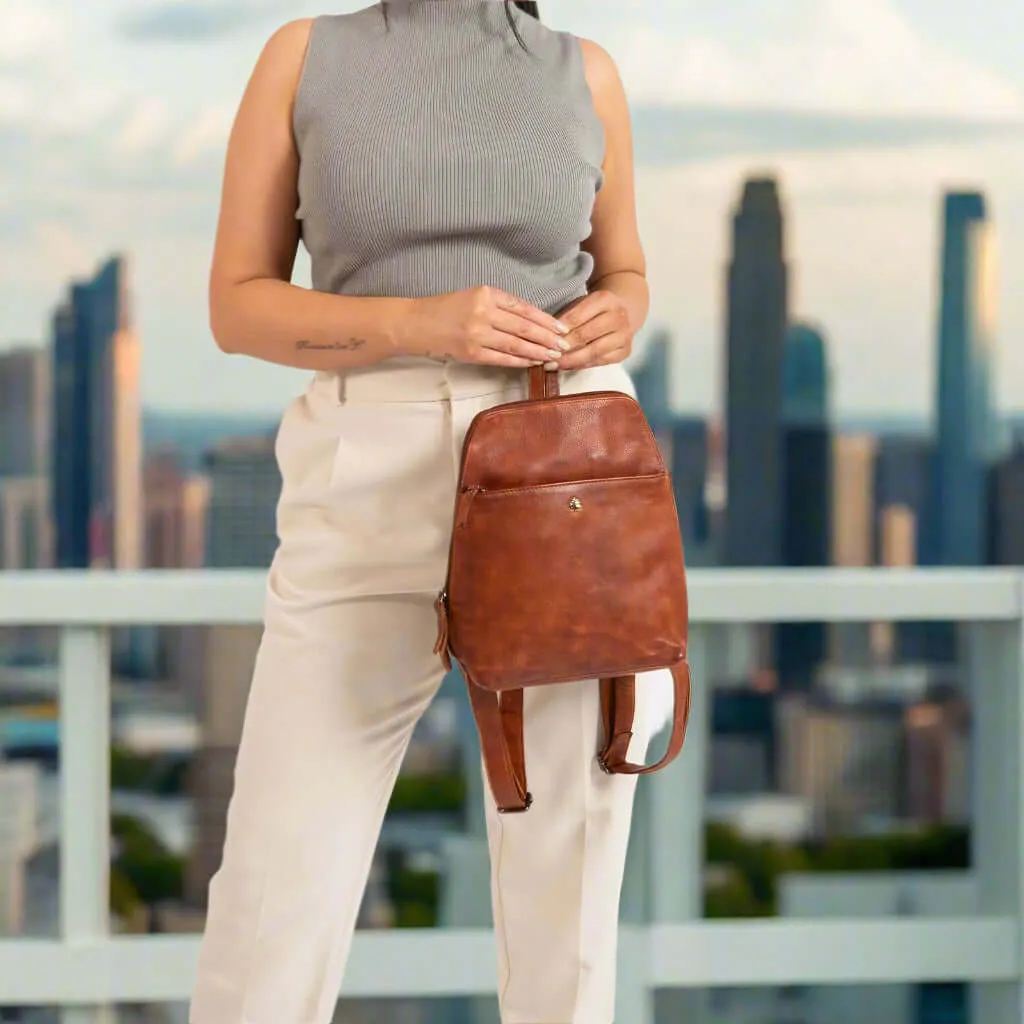 Leather Backpack Penny - Cognac