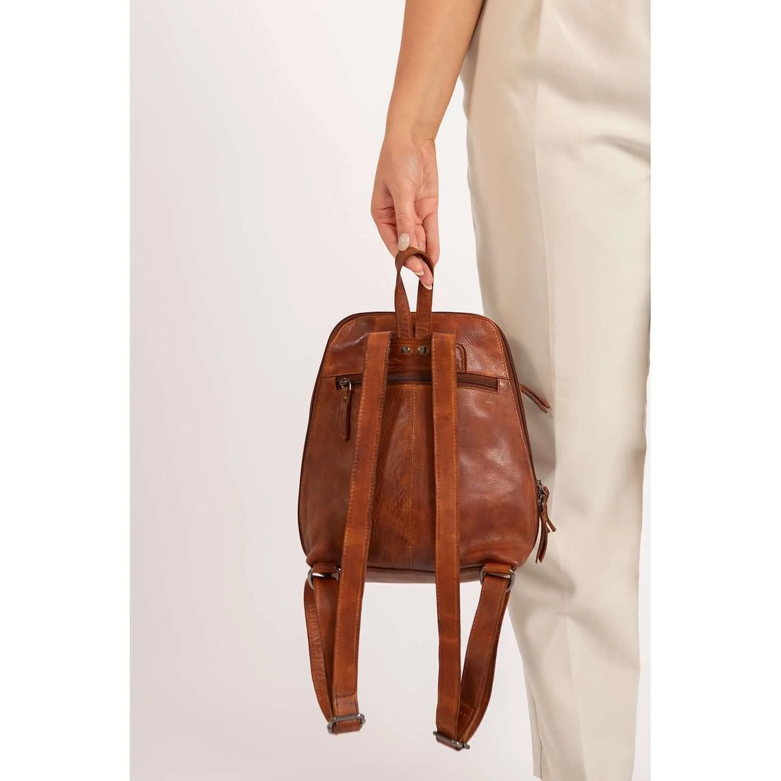 Leather Backpack Penny - Cognac