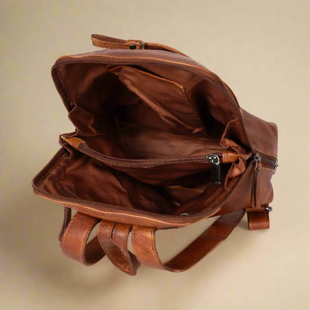 Leather Backpack Penny - Cognac