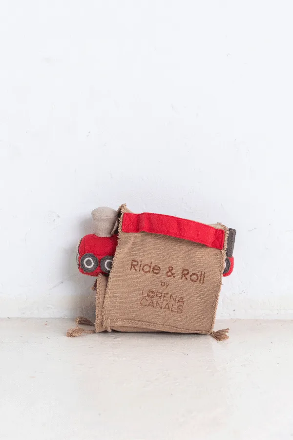 Lorena Canals Ride & Roll Train Machine Washable Textile Toy - 12x26x22cm