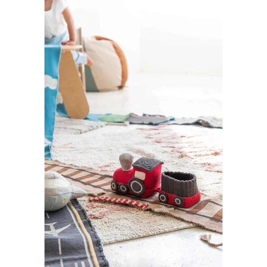 Lorena Canals Ride & Roll Train Machine Washable Textile Toy - 12x26x22cm