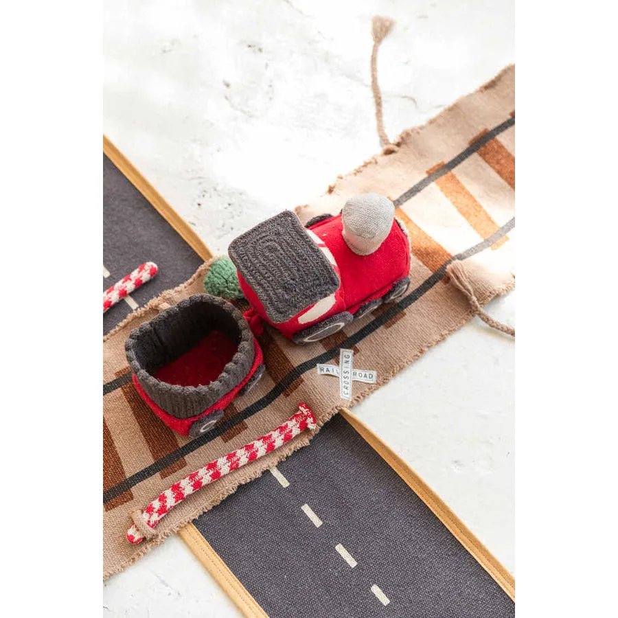 Lorena Canals Ride & Roll Train Machine Washable Textile Toy - 12x26x22cm