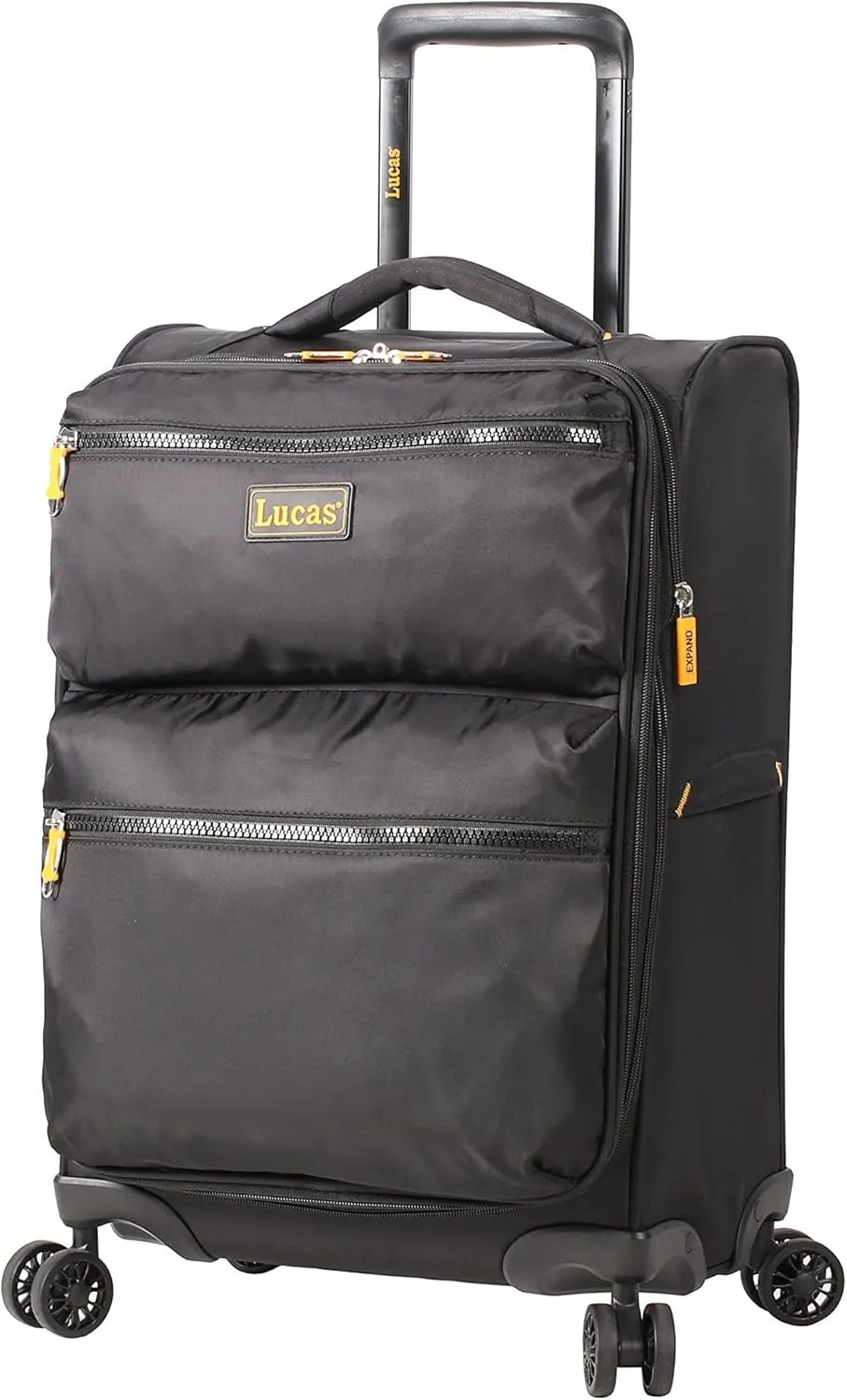 Lucas Ultra Lightweight Carry On - Softside 20 Inch Expandable Luggage - Small Rolling Bag Fits Most Airline Compartments - Durable 8-Spinner Wheels Suitcase (Black)