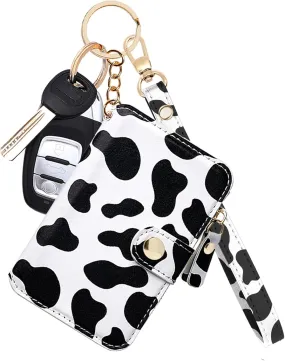 M-Plateau Wristlet Keychain, Wallet Key ring Bracelet with Wrist Wallet for Women with Key Holder, Cow Print, Small
