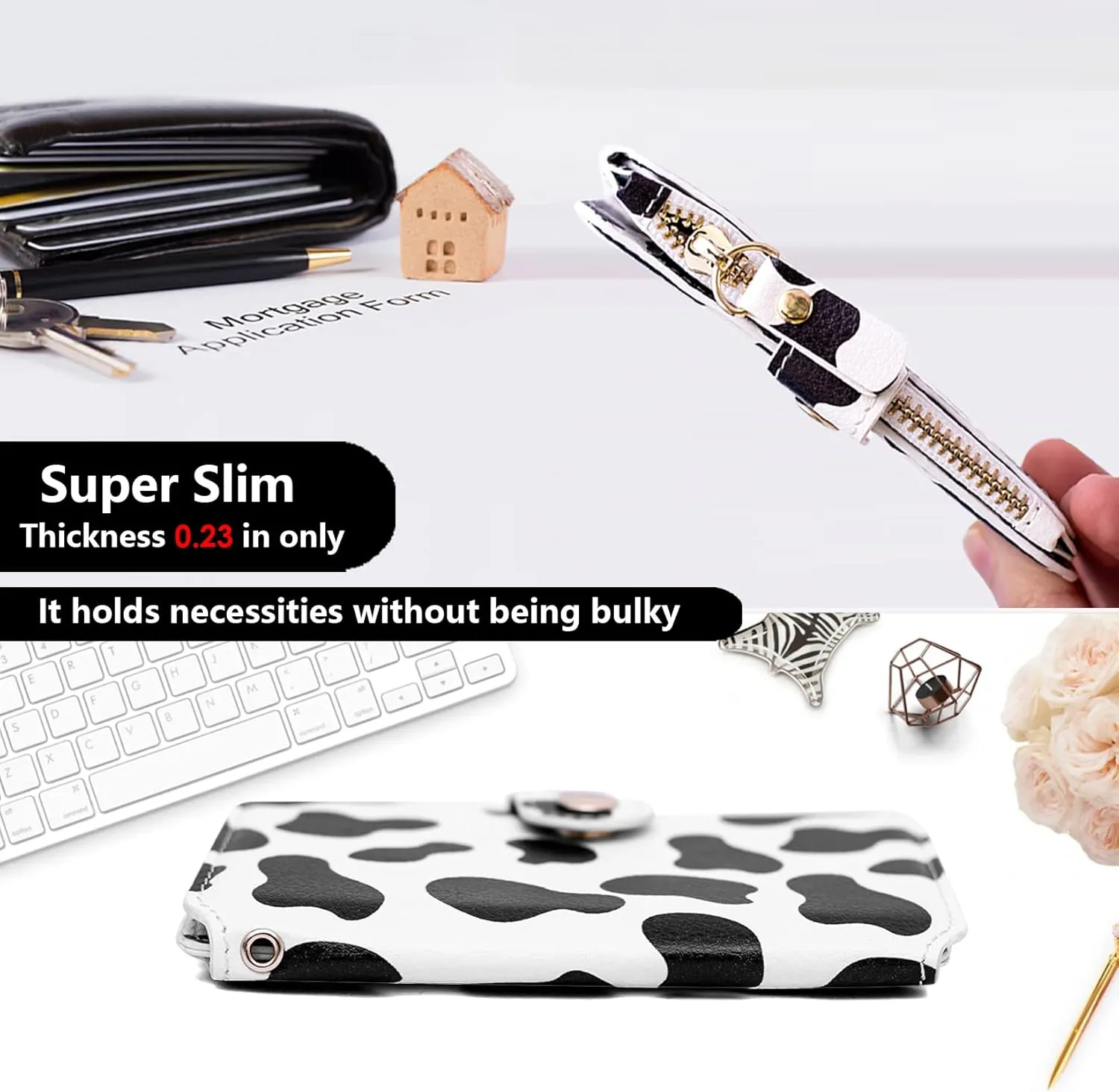 M-Plateau Wristlet Keychain, Wallet Key ring Bracelet with Wrist Wallet for Women with Key Holder, Cow Print, Small