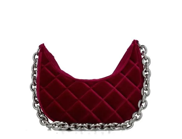 Menbur Magenta Red Velvet Handbag