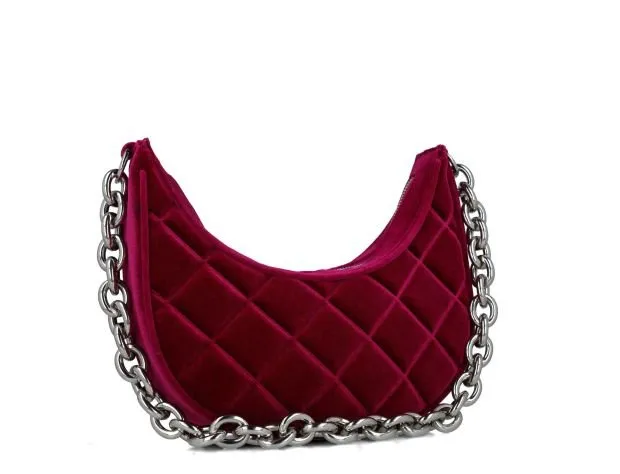 Menbur Magenta Red Velvet Handbag