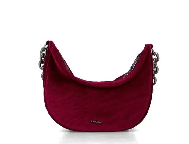 Menbur Magenta Red Velvet Handbag