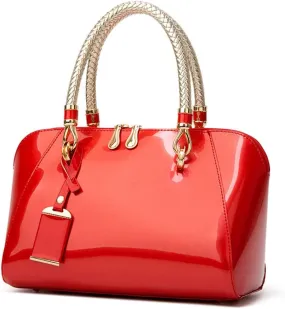 Mn&Sue Elegant Designer Crossbody Shoulder Bags Tote Women Upscale Patent Leather Top Handle Handbag Lady Purse