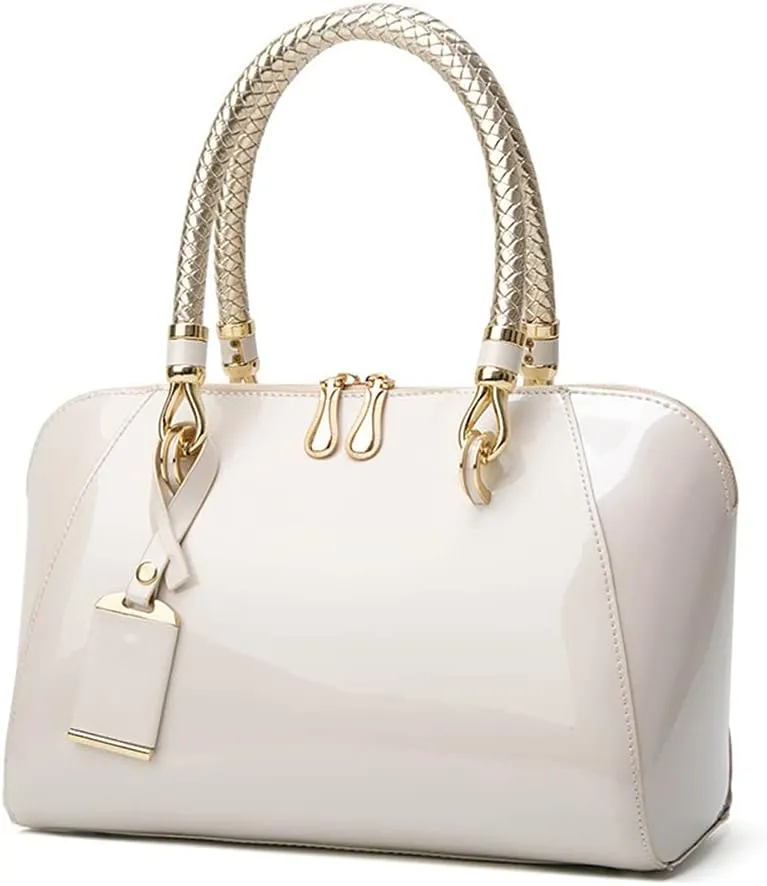 Mn&Sue Elegant Designer Crossbody Shoulder Bags Tote Women Upscale Patent Leather Top Handle Handbag Lady Purse