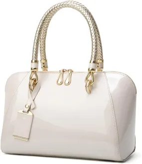 Mn&Sue Elegant Designer Crossbody Shoulder Bags Tote Women Upscale Patent Leather Top Handle Handbag Lady Purse