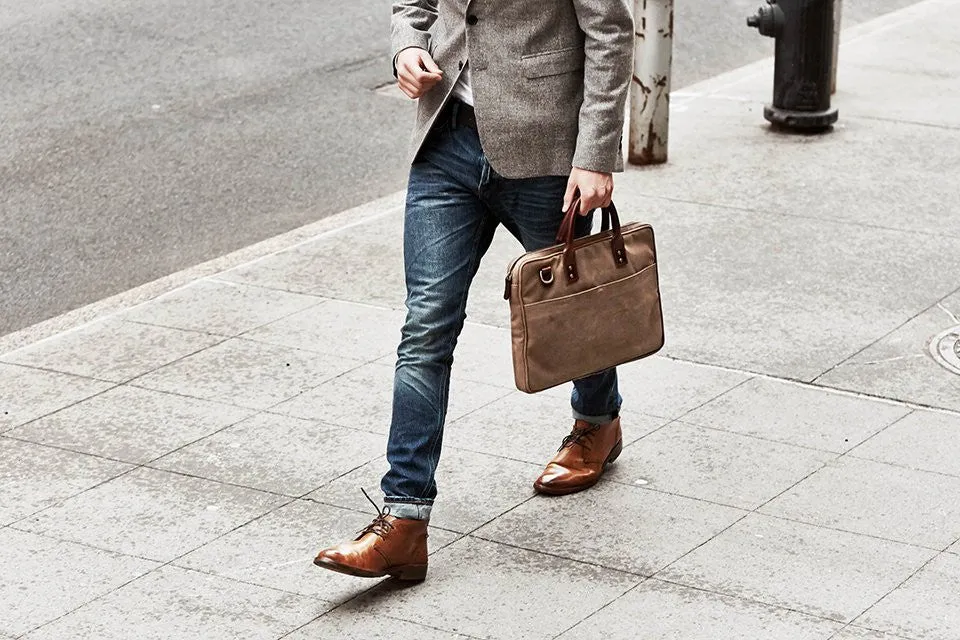 Ona Kingston Briefcase Canvas Bag - Field Tan
