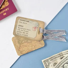Personalised Vintage Map Luggage Tag