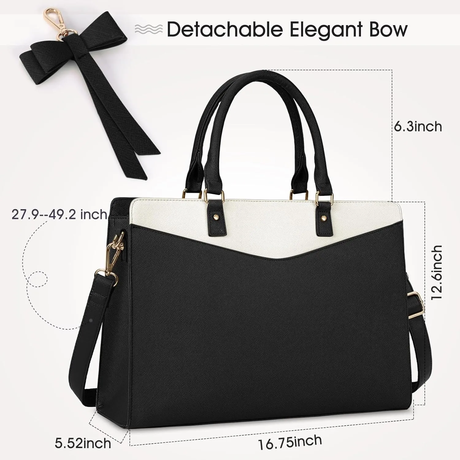RAINSMORE Laptop Bag for Women 15.6 Inch PU Leather Laptop Tote Professional Business Office Work Bag Waterproof Briefcase Computer Tote Bag Large Lightweight Handbag Shoulder Bag