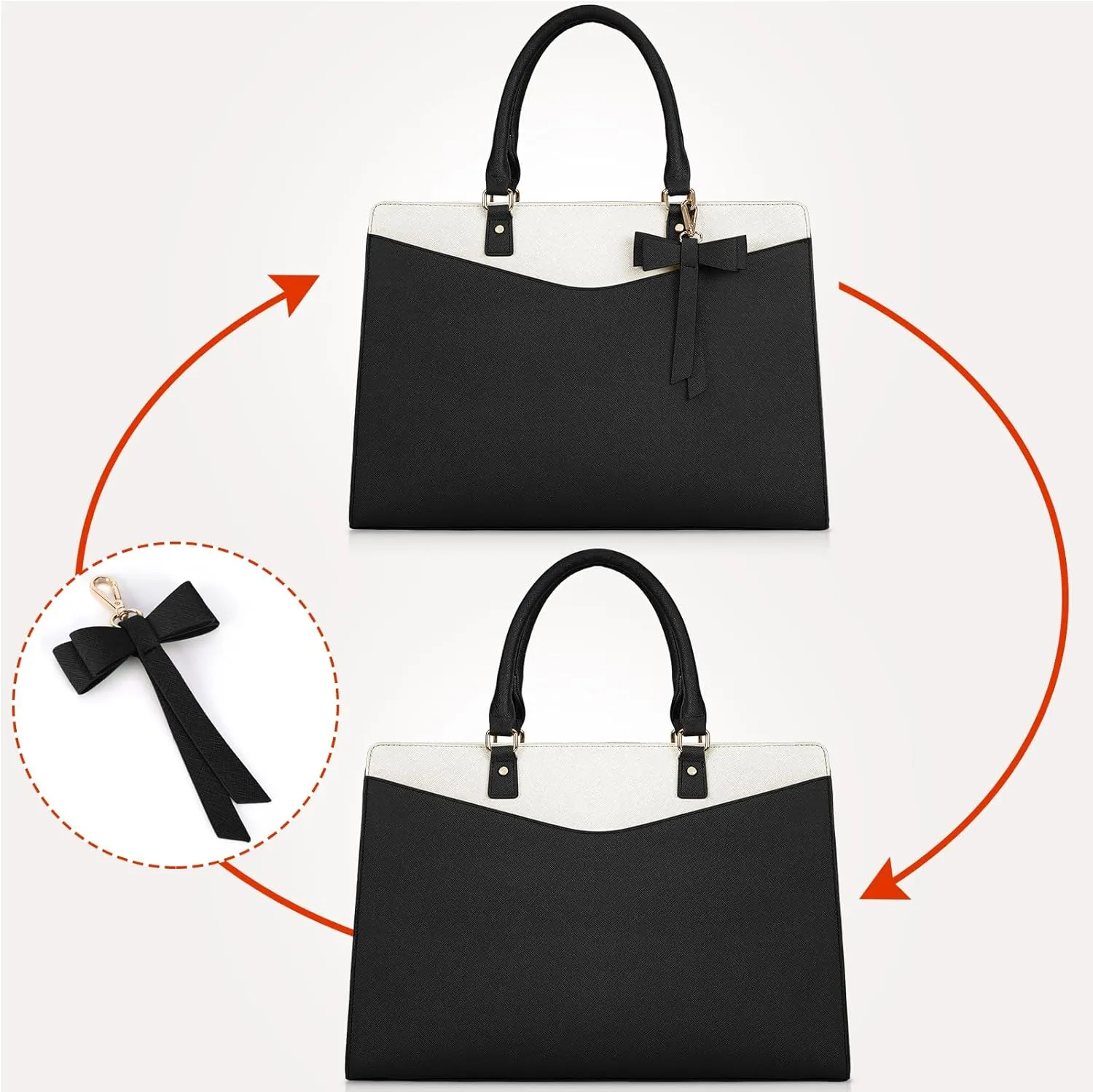 RAINSMORE Laptop Bag for Women 15.6 Inch PU Leather Laptop Tote Professional Business Office Work Bag Waterproof Briefcase Computer Tote Bag Large Lightweight Handbag Shoulder Bag