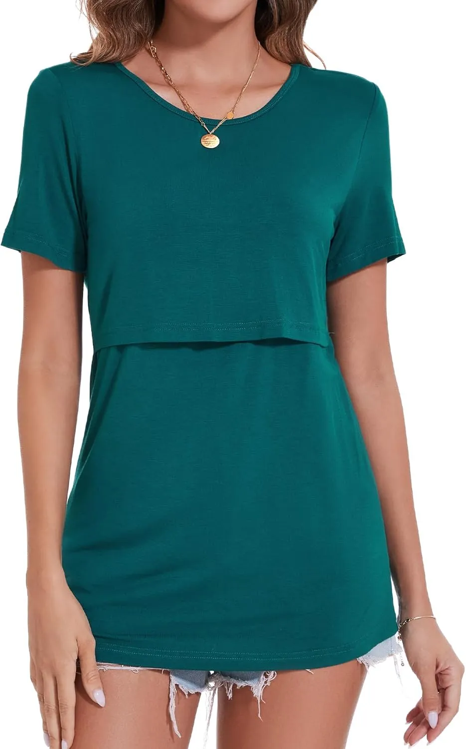 Sosolism 3 Pack Nursing Top Summer Short Sleeve Breastfeeding Shirts for Women Casual Round Neck Pumping Tshirts