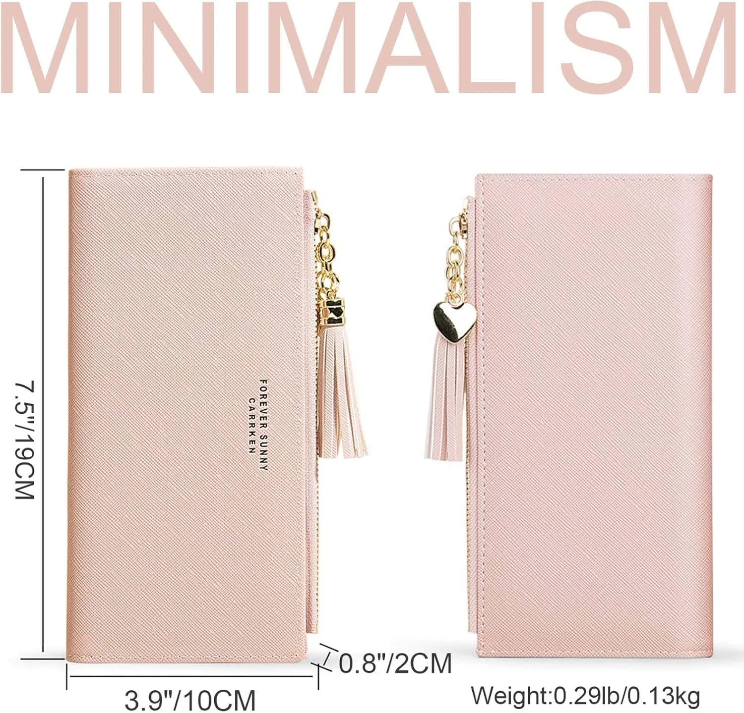 SUMGOGO Slim Wallet for Women Long Tassel Zipper Clutch Purse Handbag Card Case Wallet, Red, LARGE, Minimalist