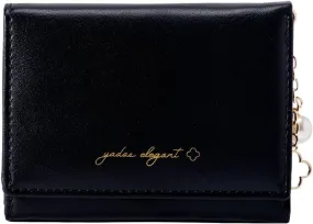 Sunwel Fashion Girls Small Wallet Cute Wallet with Pearl Chain Cash Credit Card Holder ID Window for Women, 310BLACK, small, Trifold