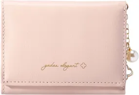 Sunwel Fashion Girls Small Wallet Cute Wallet with Pearl Chain Cash Credit Card Holder ID Window for Women, 310PINK, small, Trifold