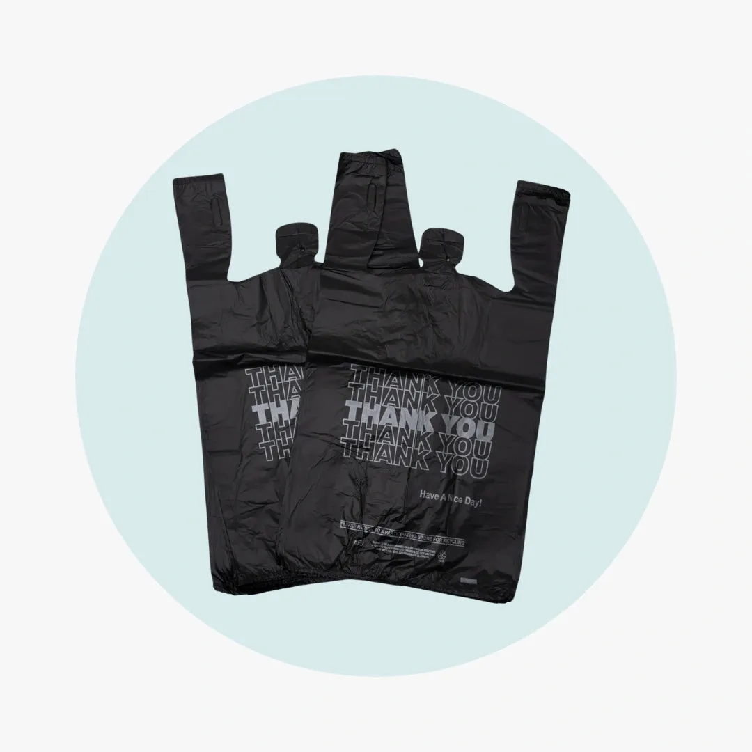 T Shirt Bags Small 14 mic - BLACK