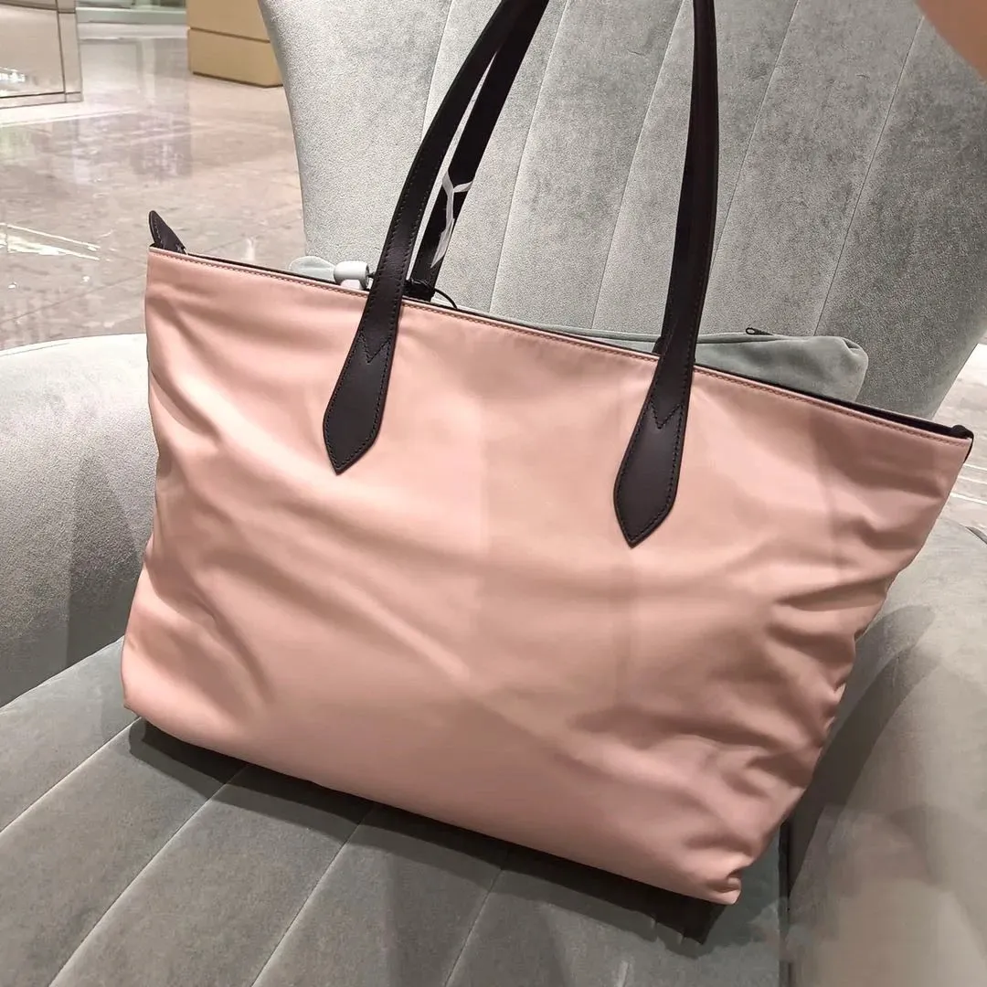 Trendy Inspired Burberry  Small Rose Beige Logo Branded Nylon Tote Bag