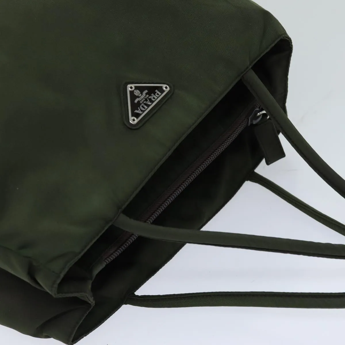 Trendy Inspired Prada Tote Bag Nylon Khaki Auth 75448
