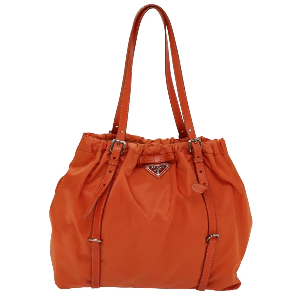 Trendy Inspired Prada Tote Bag Nylon Orange Auth 75692